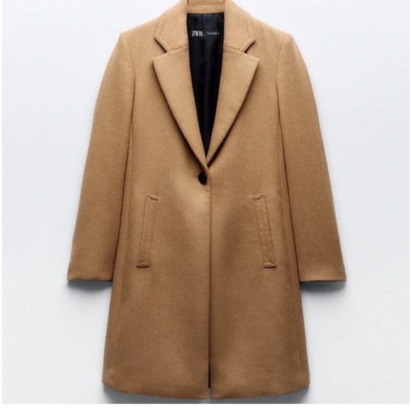 Zara Jackets & Blazers - Zara Women's Camel Wool Blend Trench Coat Size: M